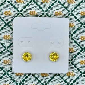 Yellow 14k Gold Plated Cubic Zirconia 8 MM Studs